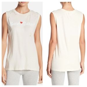WILDFOX Sweet Talker Distressed Sleeveless Shirt Size Medium